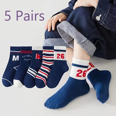 5 Pairs Kids Sports Socks Warm Autumn Winter Socks