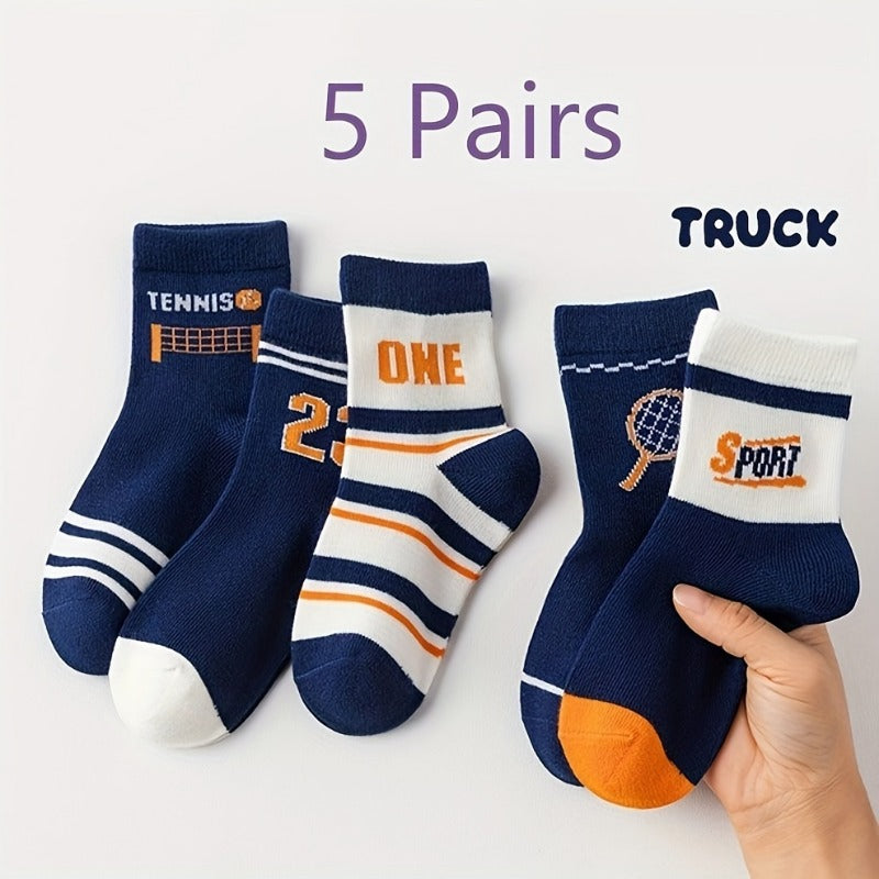 5 Pairs Kids Sports Socks Warm Autumn Winter Socks