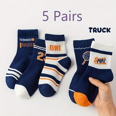 5 Pairs Kids Sports Socks Warm Autumn Winter Socks