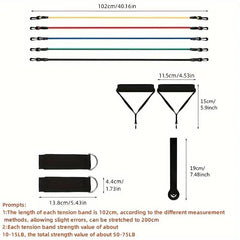 11pcs Resistance Bands Set Yoga Fitness Band Pilates Workout Equipments