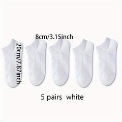 5 Pairs Thin Breathable Comfortable Sports Ankle Socks