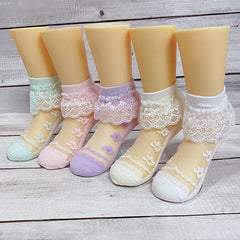 Flower Lace Trim Breathable Soft Socks for Spring & Summer