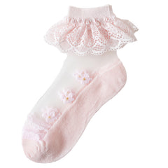 Flower Lace Trim Breathable Soft Socks for Spring & Summer