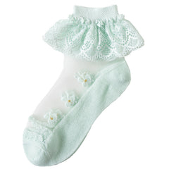 Flower Lace Trim Breathable Soft Socks for Spring & Summer