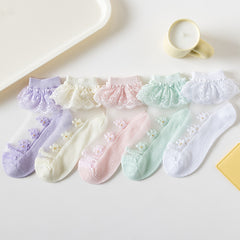 Flower Lace Trim Breathable Soft Socks for Spring & Summer