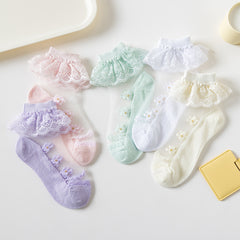 Flower Lace Trim Breathable Soft Socks for Spring & Summer