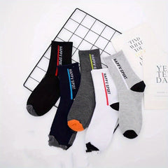 Men's Letter Printed Crew Socks for Autumn/Winter