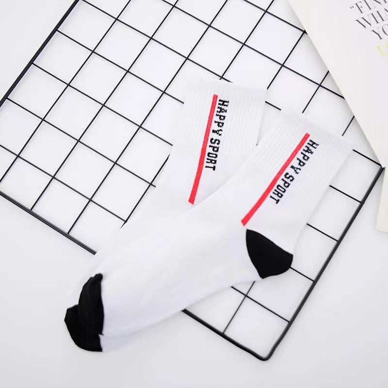 Men's Letter Printed Crew Socks for Autumn/Winter