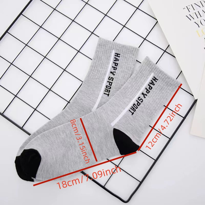 Men's Letter Printed Crew Socks for Autumn/Winter