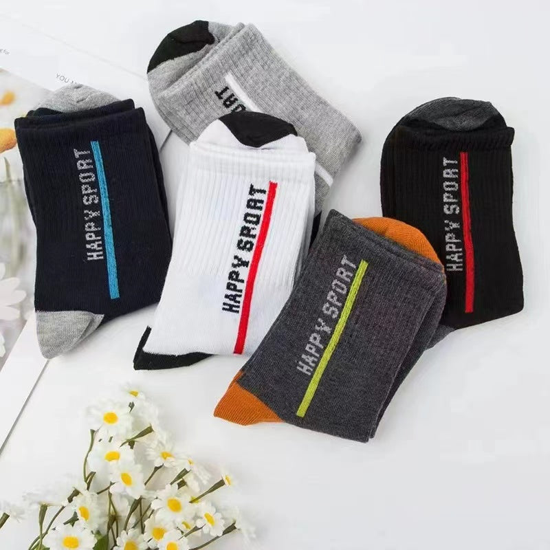 Men's Letter Printed Crew Socks for Autumn/Winter