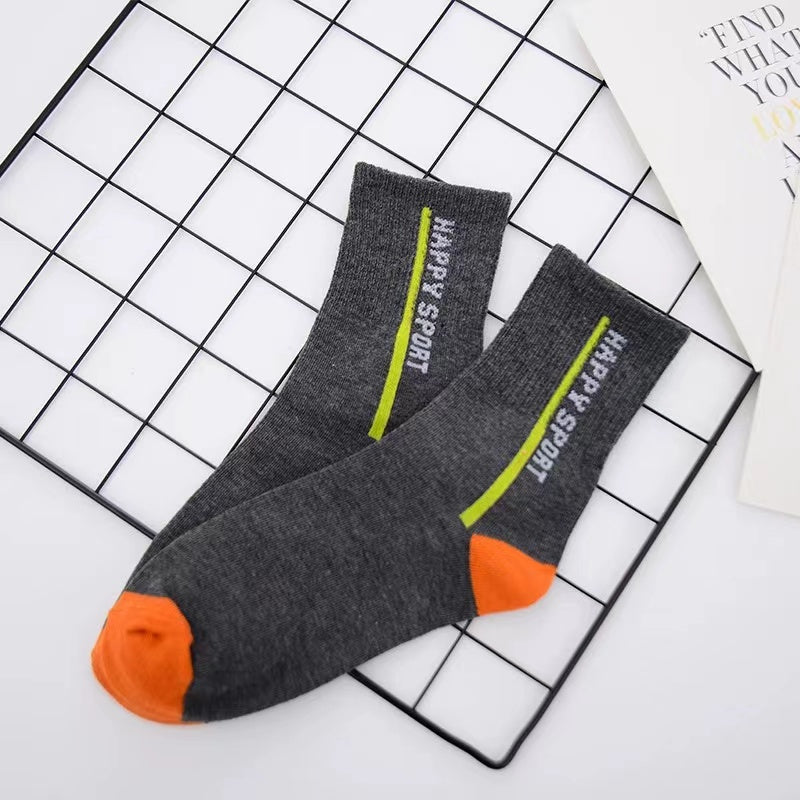 Men's Letter Printed Crew Socks for Autumn/Winter