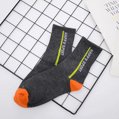Men's Letter Printed Crew Socks for Autumn/Winter