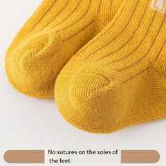 3 Pairs Boy's Striped Letter Crew Socks Cotton Blend Comfy Casual Style