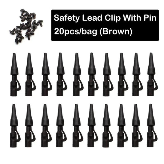 20pcs Carp Fishing Lead Clip Set Quick Change Safety Swivel Pins Tackle