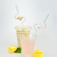 Heart-shaped Glass Straws for Juice Drinks Cup, Heat Resistant