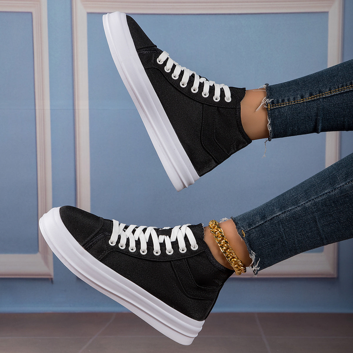 High Top Skate Shoes Lace-up Canvas Sports Sneakers