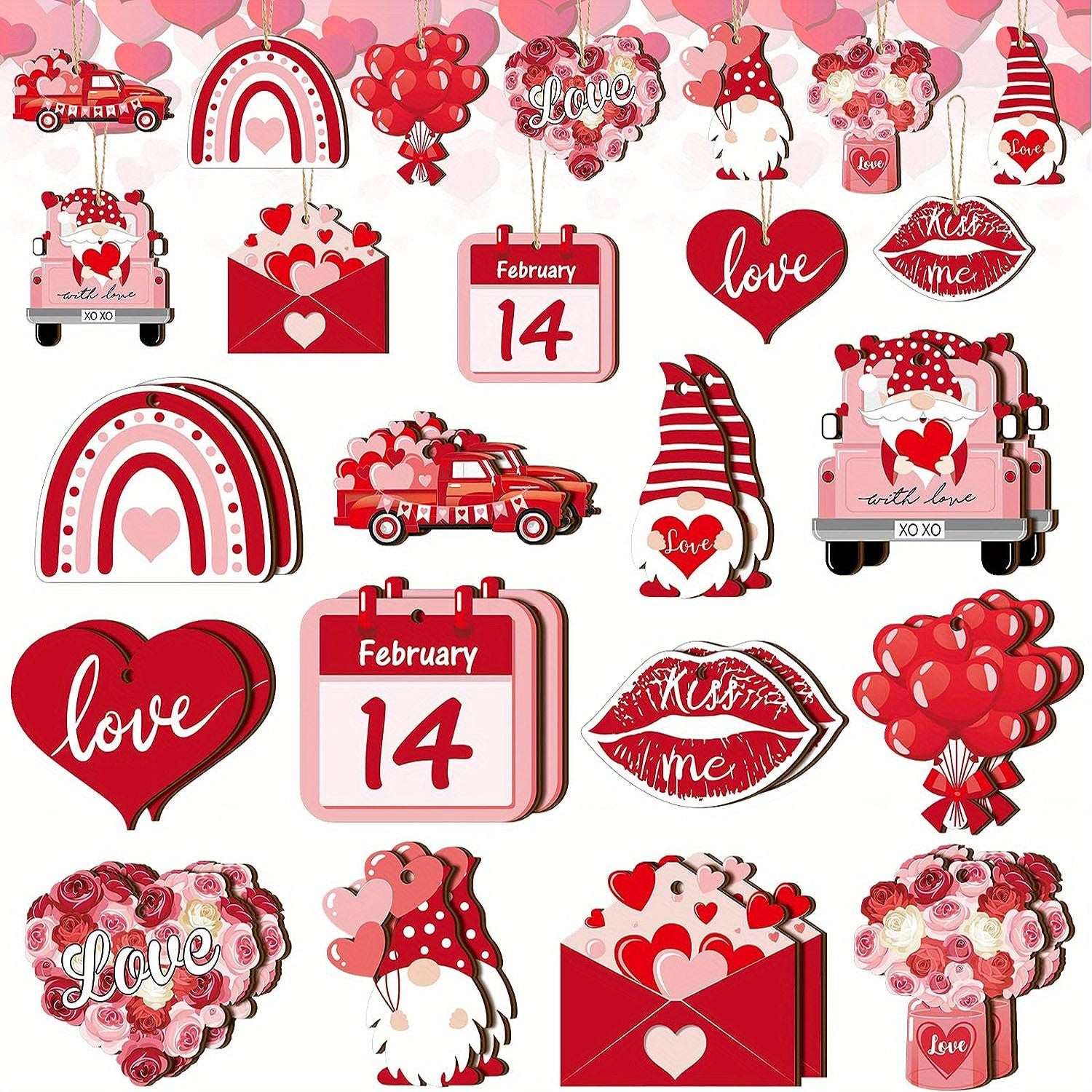 24pcs Wooden Hanging Ornaments Party Decoration Holiday Supplies