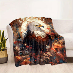 Cozy Eagle Print Blanket Lightweight Flannel Throw Sofa Bed Living Room