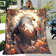 Cozy Eagle Print Blanket Lightweight Flannel Throw Sofa Bed Living Room