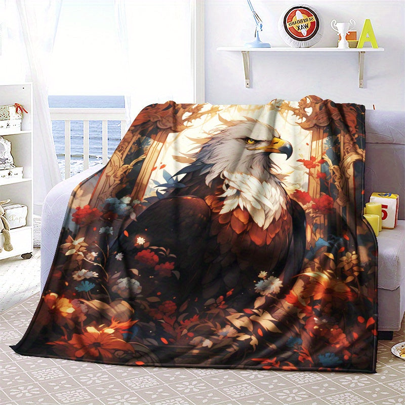 Cozy Eagle Print Blanket Lightweight Flannel Throw Sofa Bed Living Room