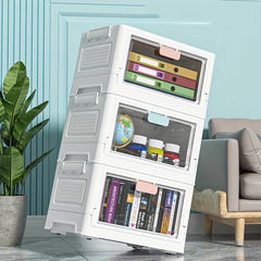 Large Capacity Clear Storage Bin With Wheels, Foldable Luggage Box
