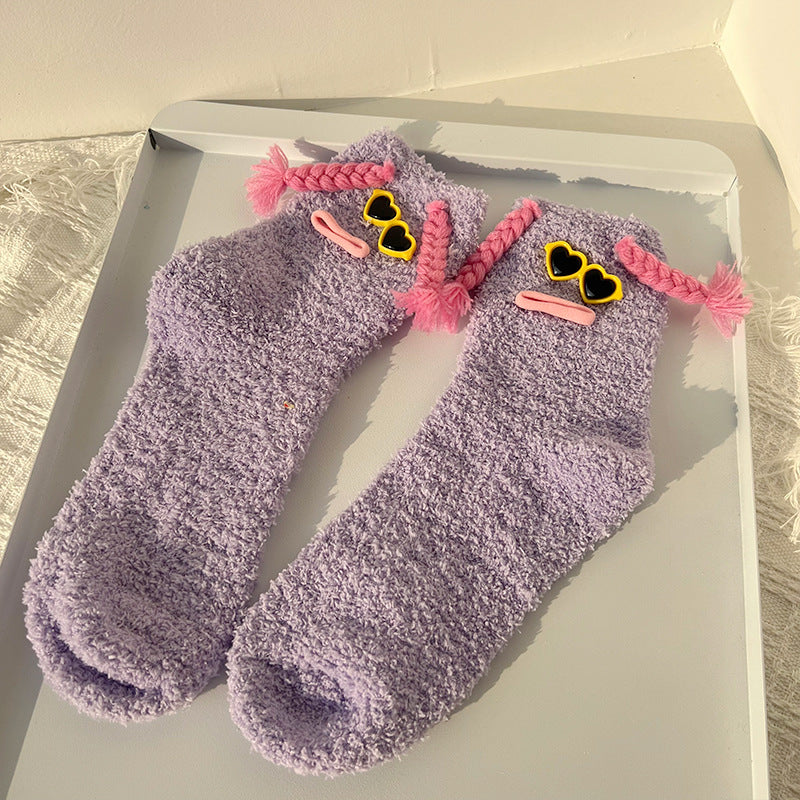Plush Mid Length Socks for Autumn and Winter