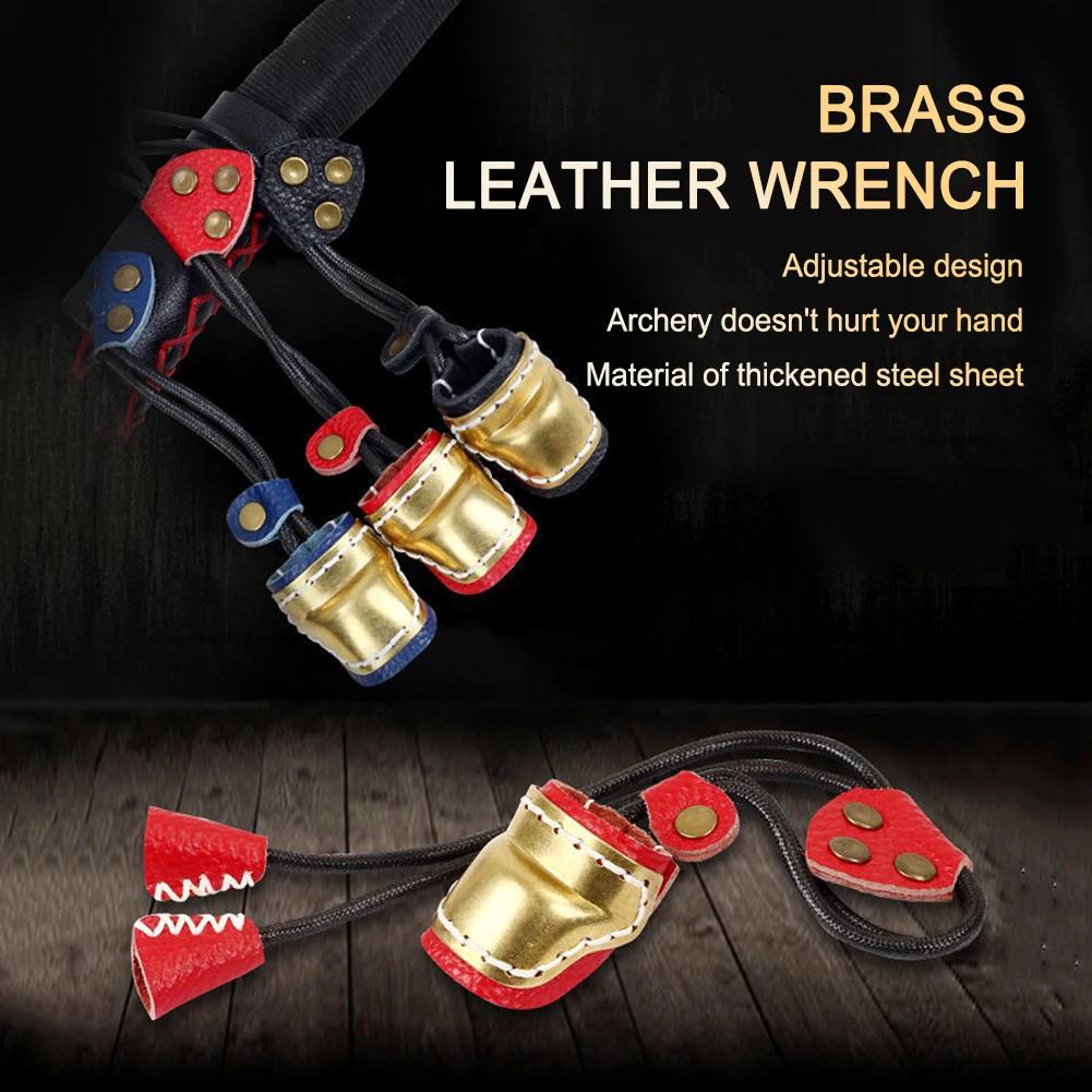 1pc Archery Thumb Ring Finger Guard Recurve Bow Soft PU Leather & Brass