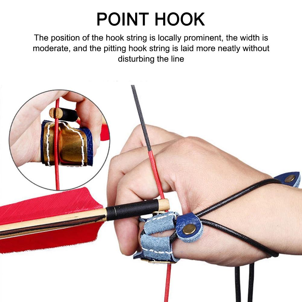 1pc Archery Thumb Ring Finger Guard Recurve Bow Soft PU Leather & Brass