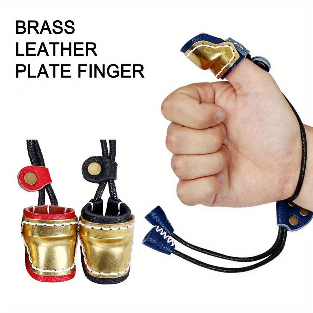 1pc Archery Thumb Ring Finger Guard Recurve Bow Soft PU Leather & Brass