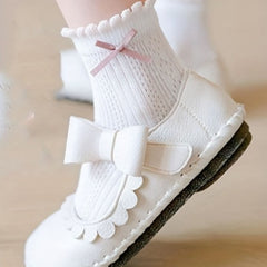 5 Pairs Girl's Cartoon Knitted Crew Socks, Comfy Breathable Soft Outdoor Wear