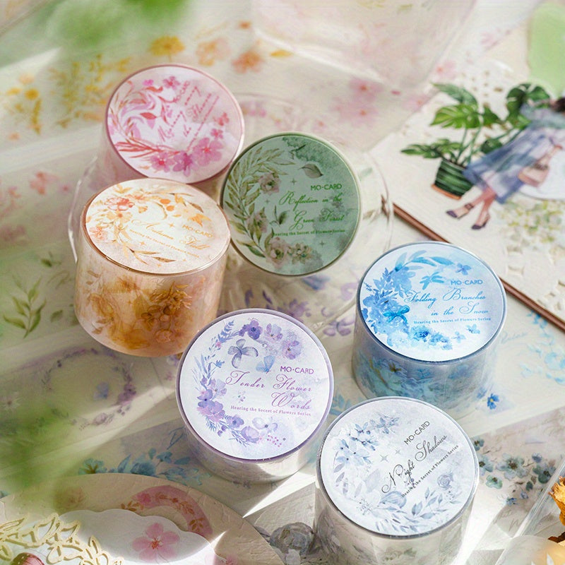 2 Rolls Matte PET Tape Fresh Flower Gukat Stickers For Journal