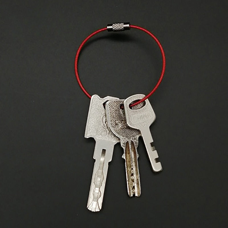 5pcs Stainless Steel Wire Rope Loop Coated Luggage Tag Keychain
