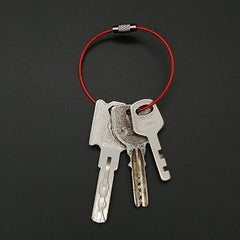 5pcs Stainless Steel Wire Rope Loop Coated Luggage Tag Keychain