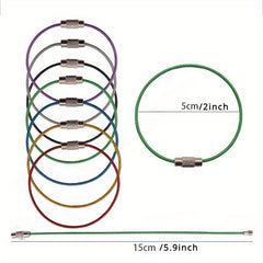 5pcs Stainless Steel Wire Rope Loop Coated Luggage Tag Keychain