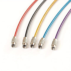 5pcs Stainless Steel Wire Rope Loop Coated Luggage Tag Keychain