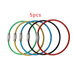 5pcs Stainless Steel Wire Rope Loop Coated Luggage Tag Keychain