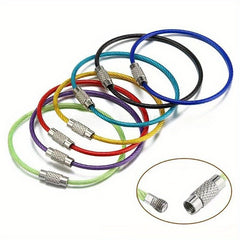 5pcs Stainless Steel Wire Rope Loop Coated Luggage Tag Keychain