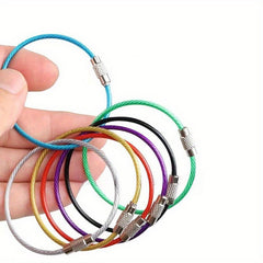 5pcs Stainless Steel Wire Rope Loop Coated Luggage Tag Keychain