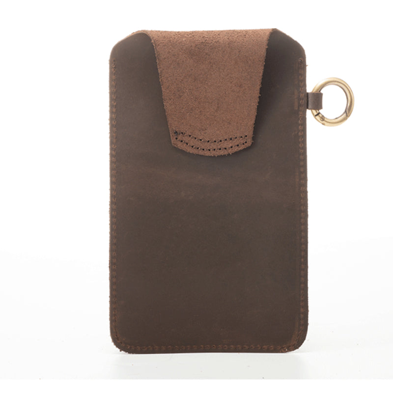 Cowhide Men's Waist Bag Wear On Belt Phone Bag Outdoor Sports Bag