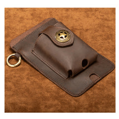 Cowhide Men's Waist Bag Wear On Belt Phone Bag Outdoor Sports Bag