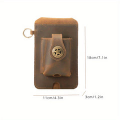 Cowhide Men's Waist Bag Wear On Belt Phone Bag Outdoor Sports Bag