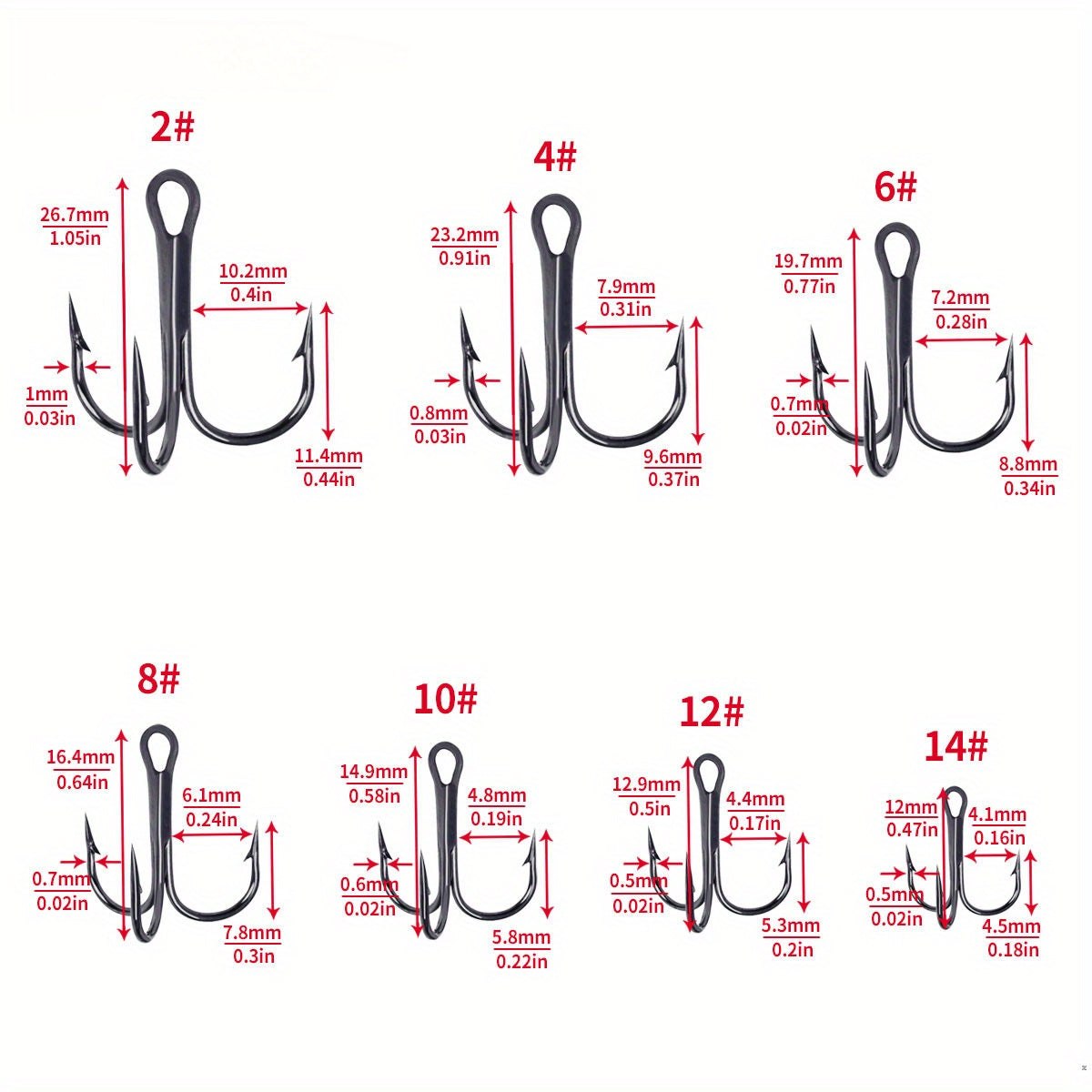 20pcs Fishing Treble Hooks Barbed Sharp Hooks For Hard Lures Fishing