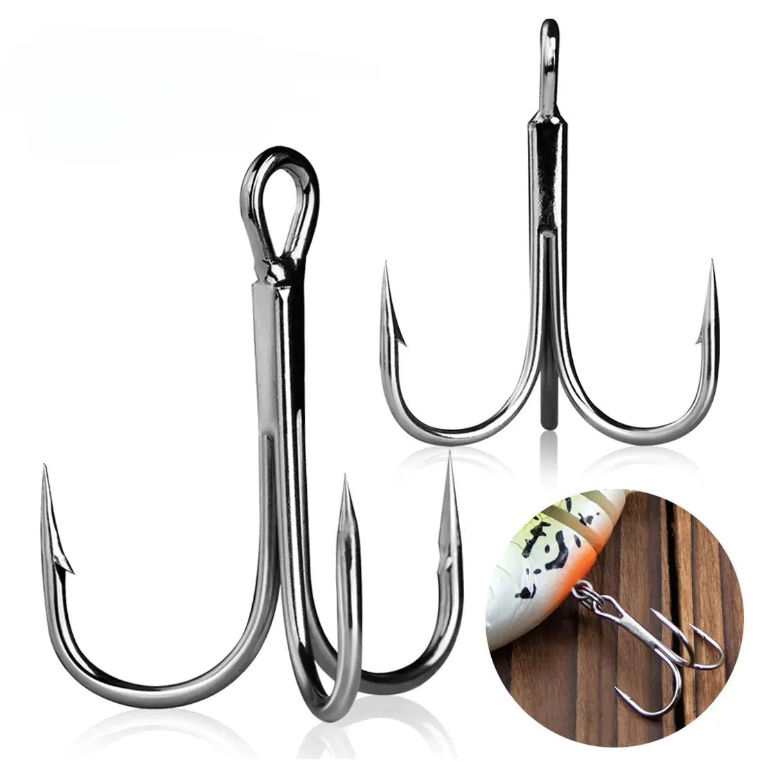 20pcs Fishing Treble Hooks Barbed Sharp Hooks For Hard Lures Fishing