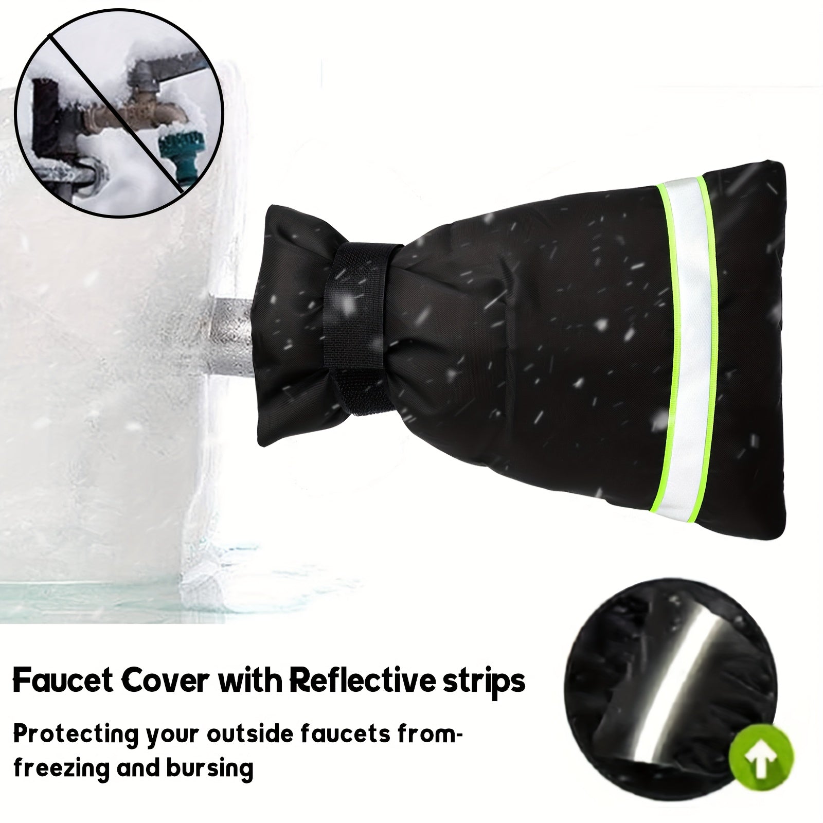 Outdoor Faucet Cover Winter Freeze Protection with Reflective Strips