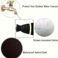Outdoor Faucet Cover Winter Freeze Protection with Reflective Strips