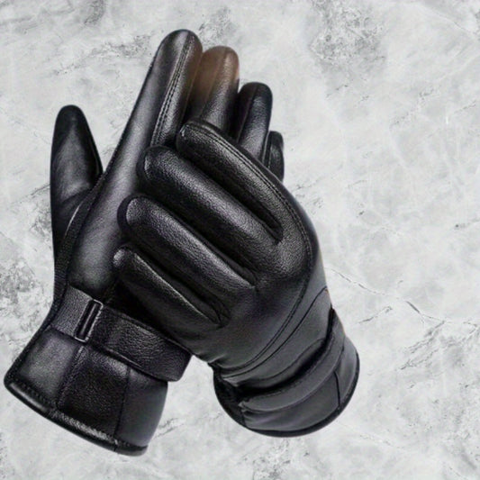 Winter Warm Coldproof Touch Screen Full Finger PU Leather Gloves For Men