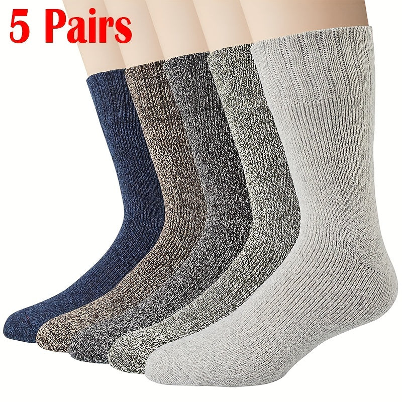 5 Pairs Warm Crew Socks Men Winter Outdoor Hiking Trekking Camping Fishing
