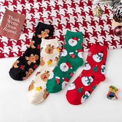 Men's Christmas Cartoon Crew Socks - Cotton Blend
