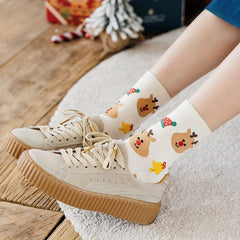 Men's Christmas Cartoon Crew Socks - Cotton Blend