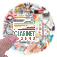 52pcs Musical Instrument Clarinet Graffiti Stickers Waterproof DIY Friendly